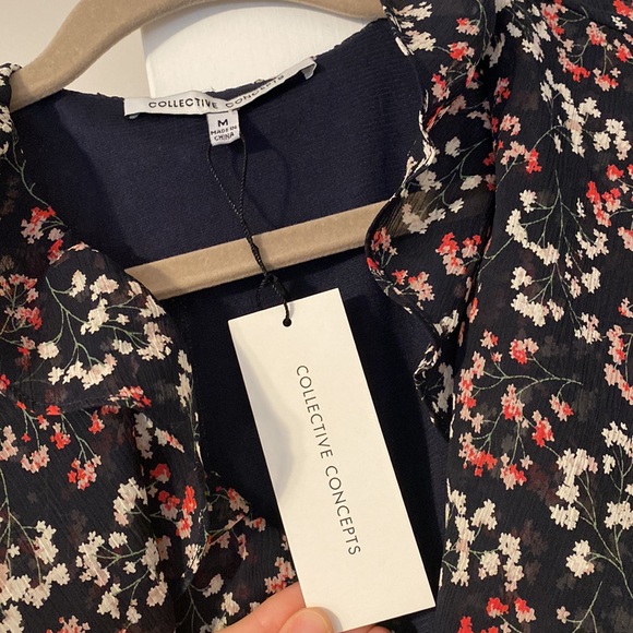 Vici collection. Navy blue and floral pattern high low dress NWT - Picture 5 of 6